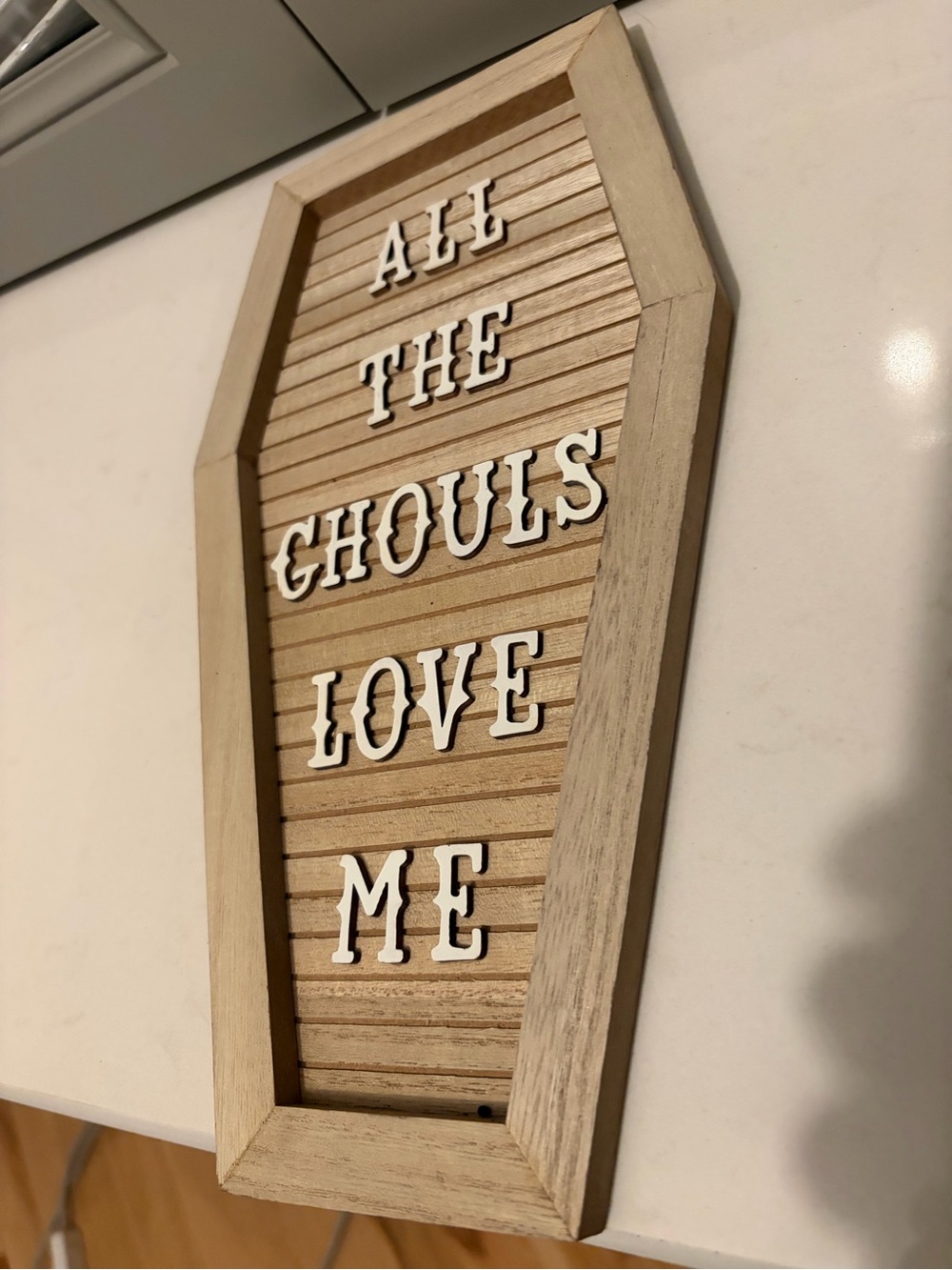 Neutral Wood 'All the Ghouls Love Me' Coffin Letter Board - Home Accents